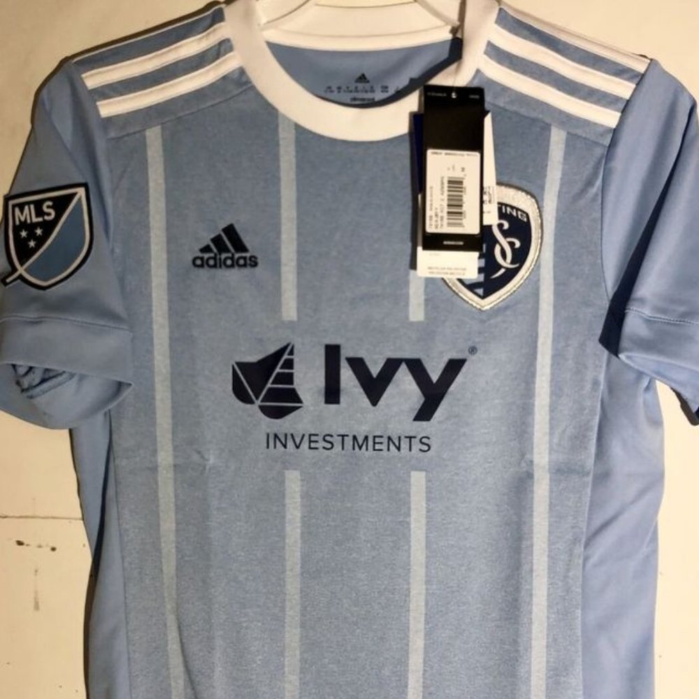 Adidas MLS SPORTING KC Kansas CIty Blue Youth JERSEY Sz XS,M,L, or XL New w tags